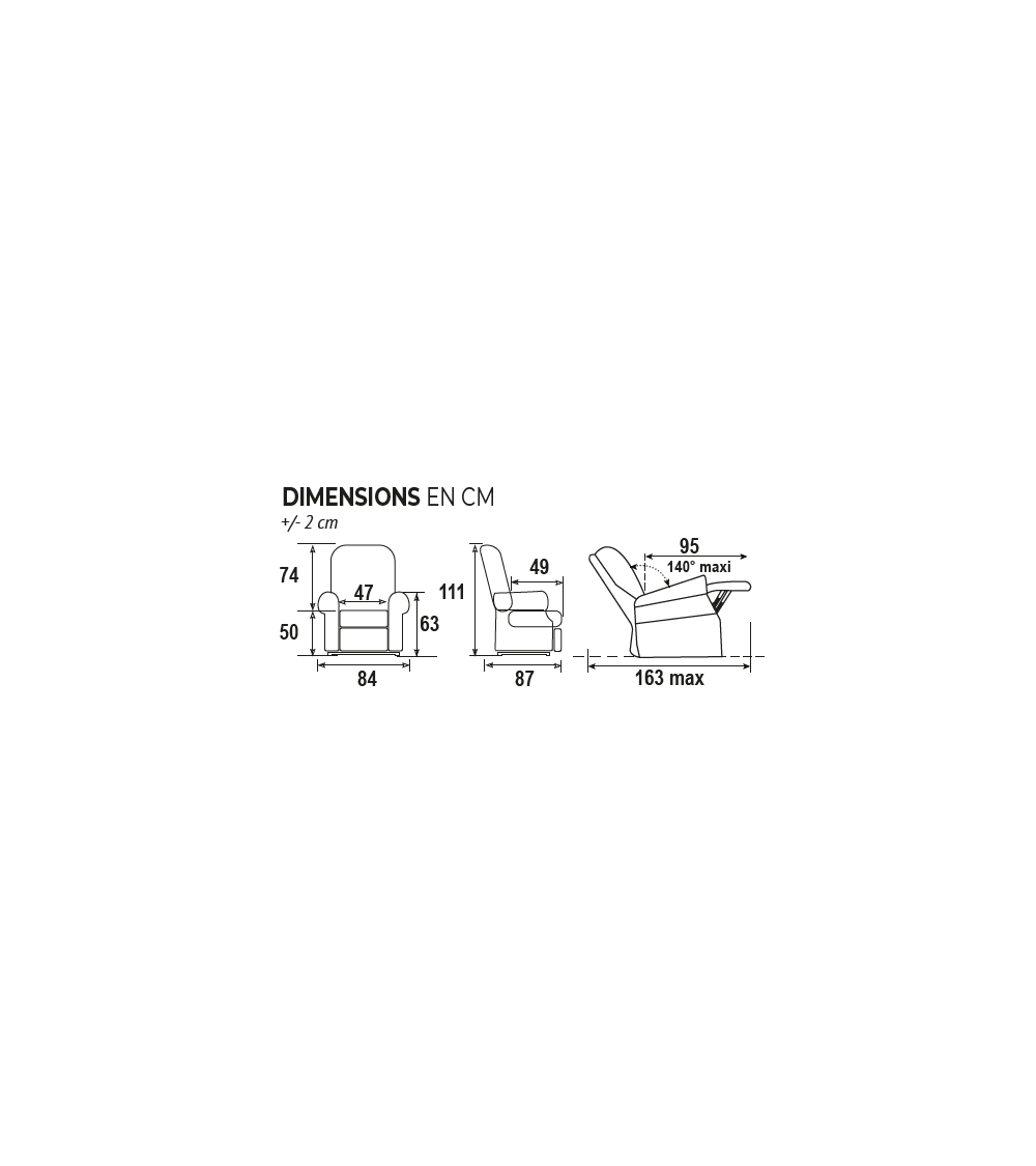 Dimension fauteuil relax pivotant Pel