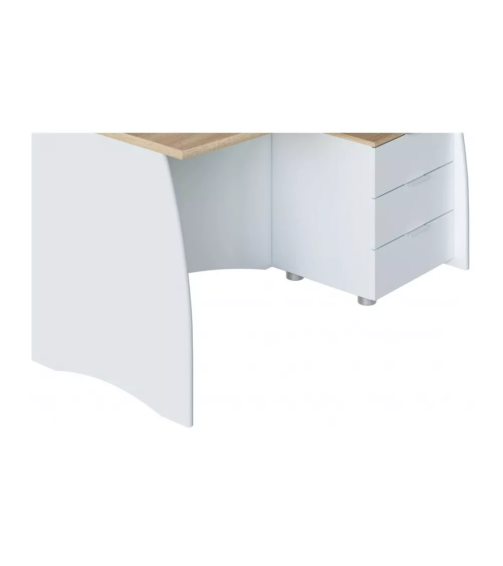 Bureau droit 3 tiroirs - Panneaux de particules - Décor Blanc
