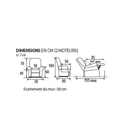 Fauteuil relax VERONE 2 MOTEURS TETIERE AJUSTABLE A19