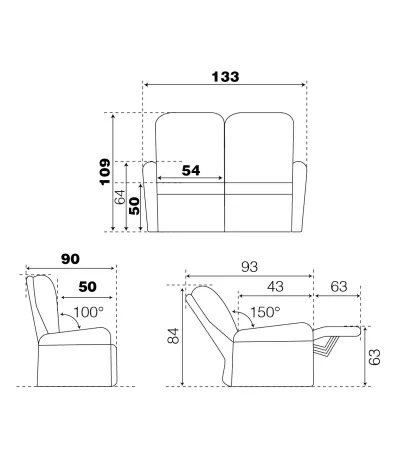 CANAPE ACACIA 2 PLACES FIXE OU 1 MOTEUR DOSSIER ACTIF C36