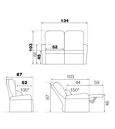 CANAPE SUREAU 2 PLACES FIXE OU 1 MOTEUR PAR ASSISE C36