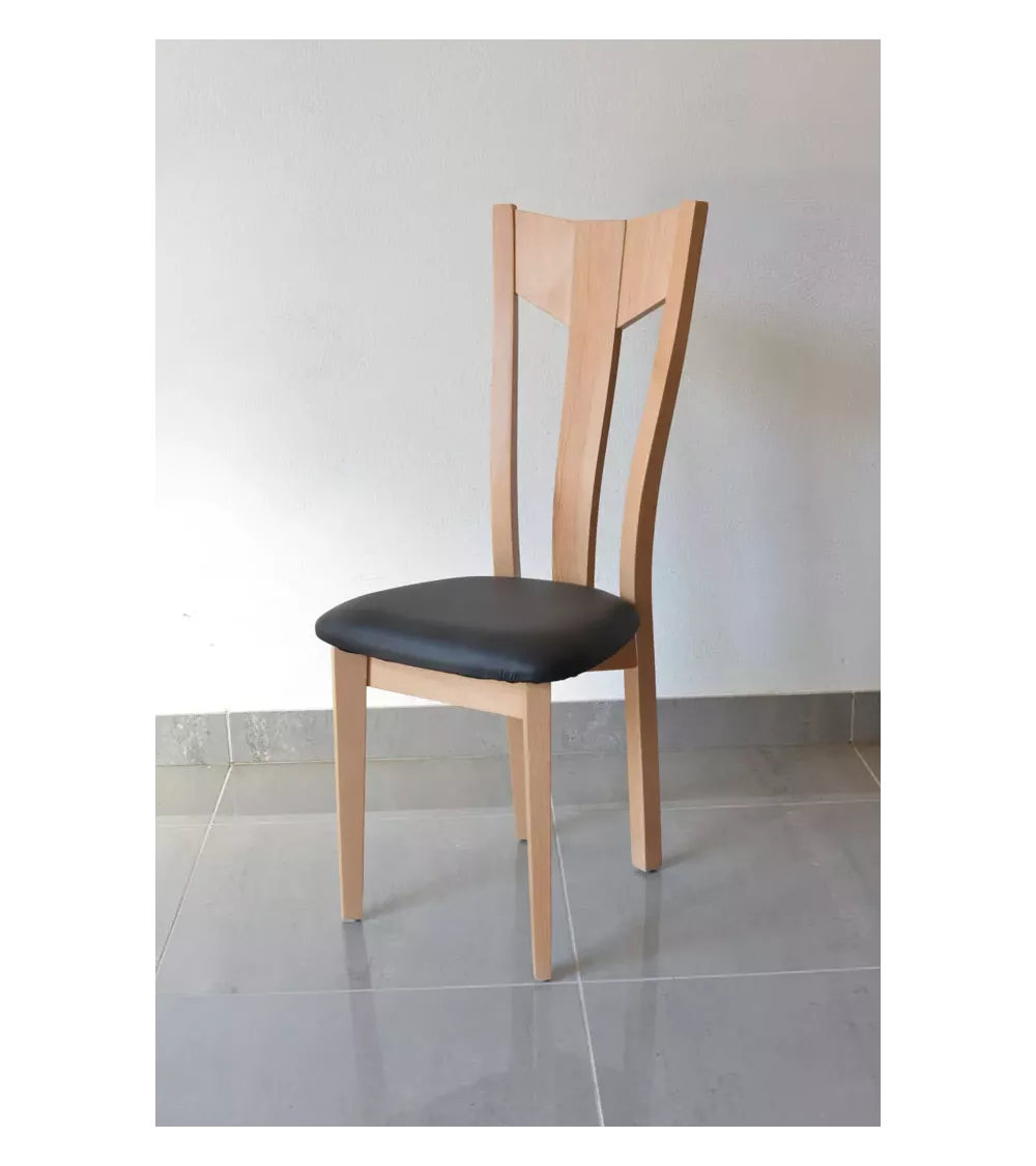 Chaise Lisa bois  Assise garni PVC C3