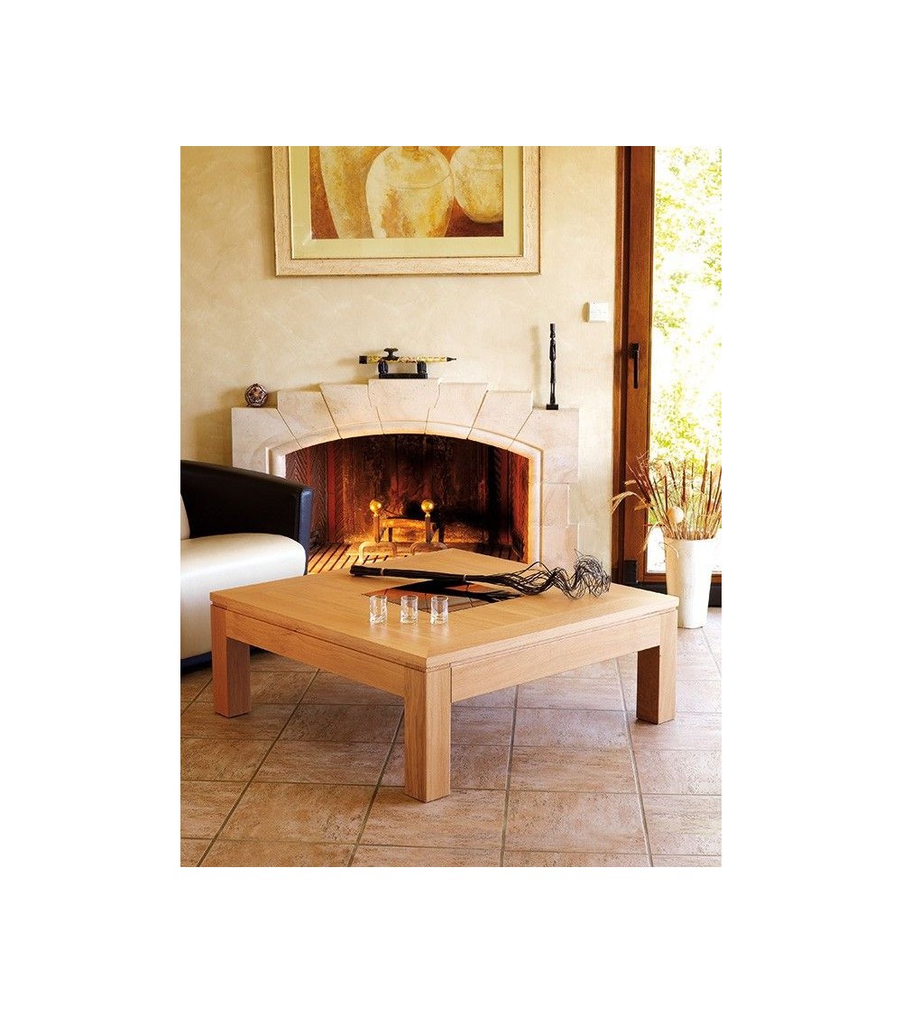 Table basse Mercier CTM Curcuma dessus bois de fil avec motif céramique M15