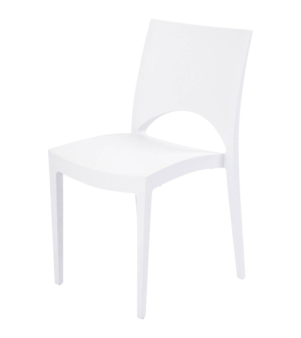 Chaise en polypro, chaise empilable blanche, chaise blanche en